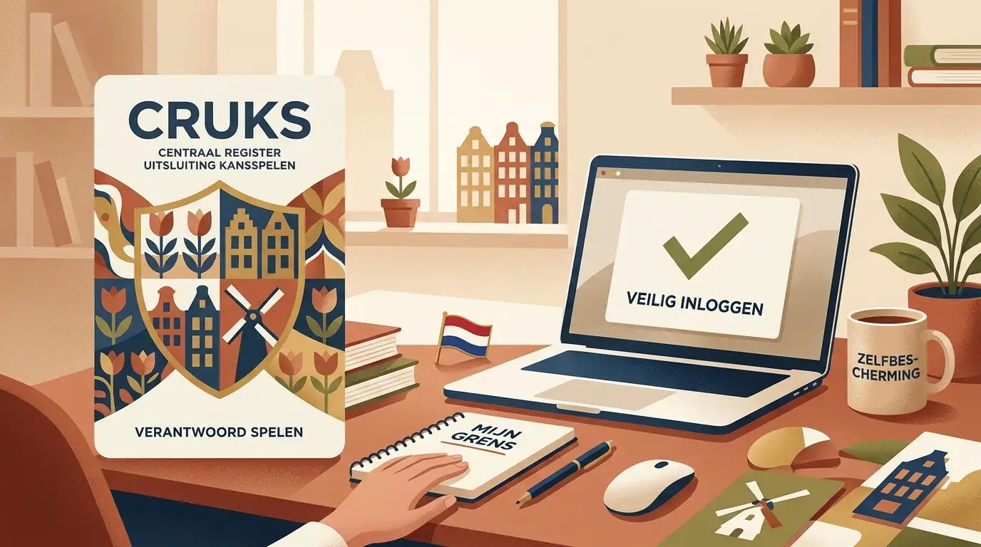 Rustige illustratie van een Nederlandse controlekaart met Cruks als beschermingsroute